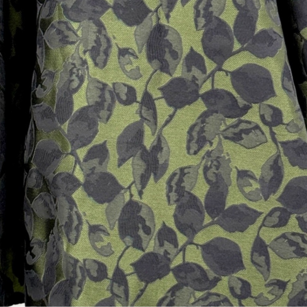 Anthropologie Hutch Claire Fit & Flare Jaquard Dress Olive Black Combo Size 12 - Picture 4 of 7